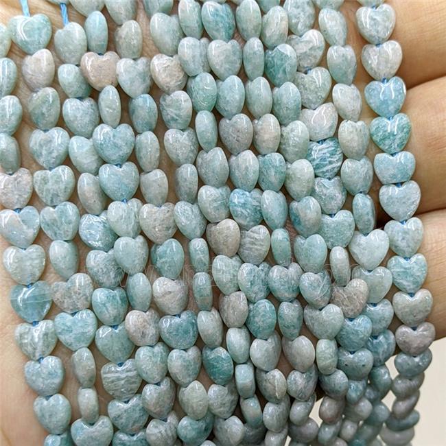 Natural Green Amazonite Heart Beads