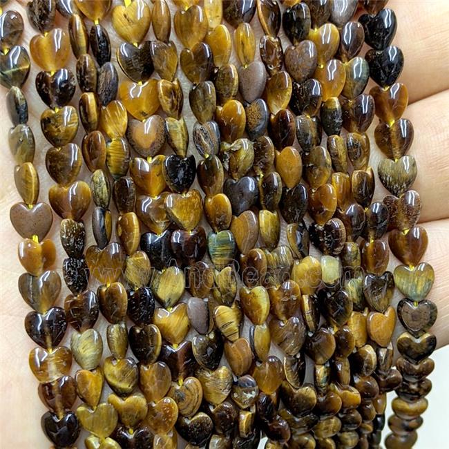 Natural Tiger Eye Stone Heart Beads
