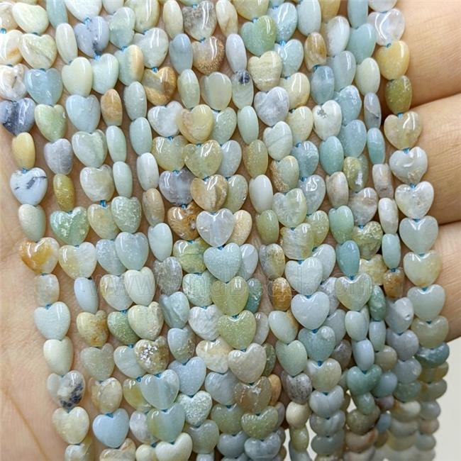 Natural Chinese Amazonite Heart Beads