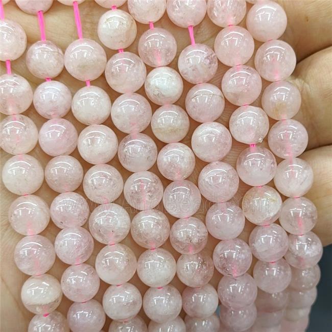 Natural Pink Morganite Beads Smooth Round