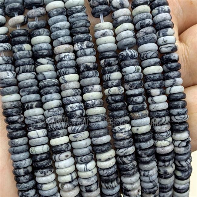 Natural Black Silk Jasper Heishi Beads