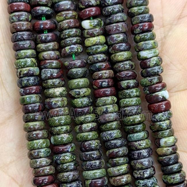 Natural Dragon Bloodstone Heishi Beads Green