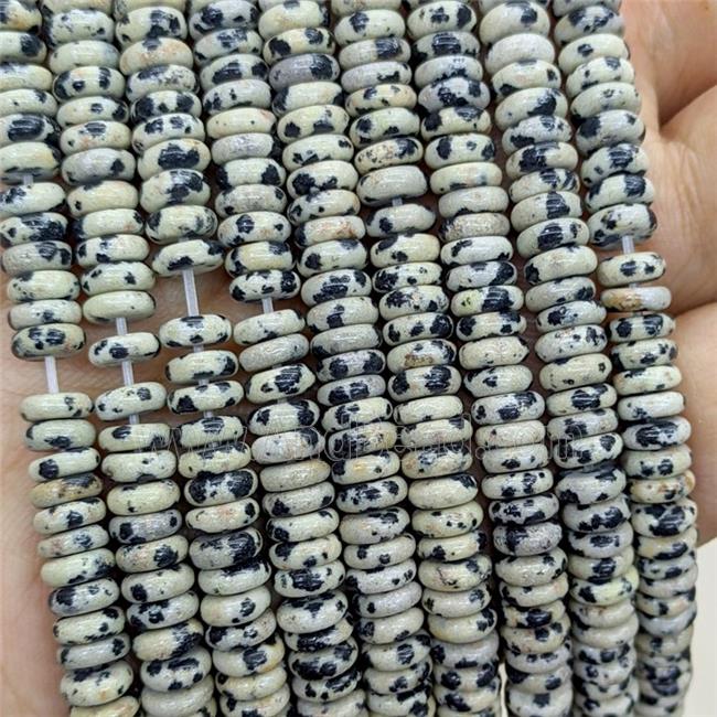 Natural Black Dalmatian Heishi Beads