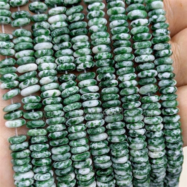 Natural Green Dalmatian Jasper Heishi Beads
