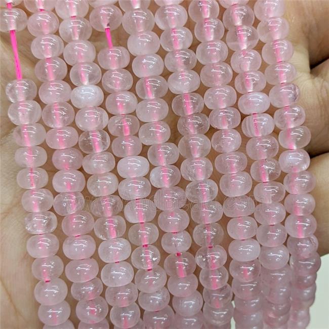 Natural Pink Rose Quartz Beads Smooth Rondelle