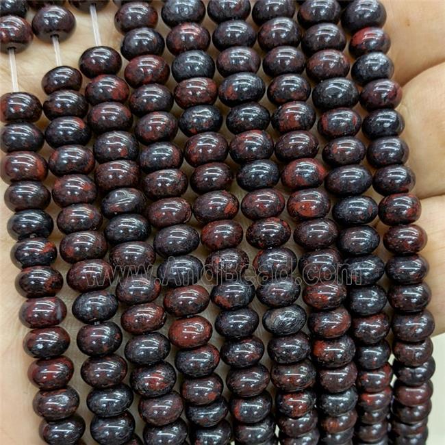 Iron Hematite Beads Smooth Rondelle Black Red