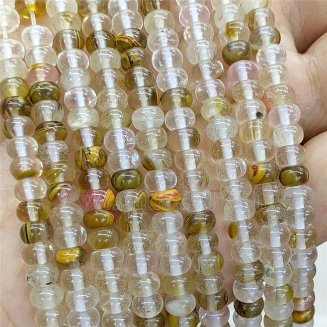 Synthetic Quartz Beads Smooth Rondelle Tigerskin