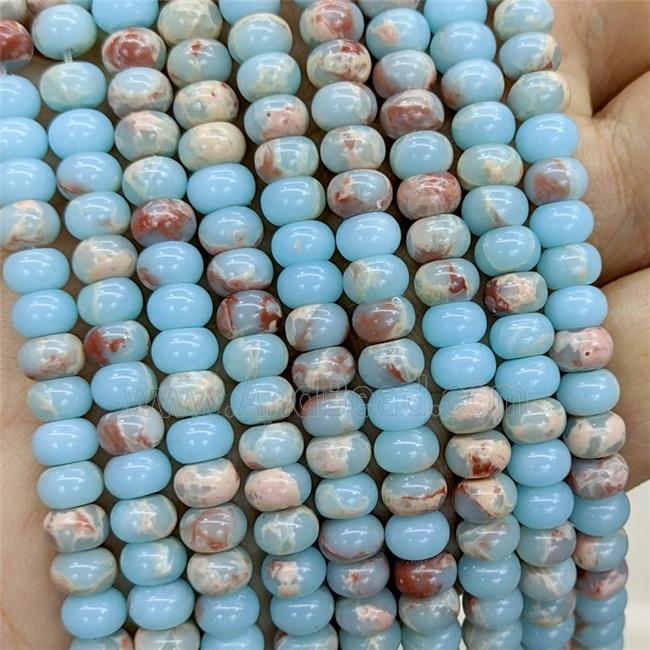 Synthetic Imperial Jaser Beads Smooth Rondelle Blue