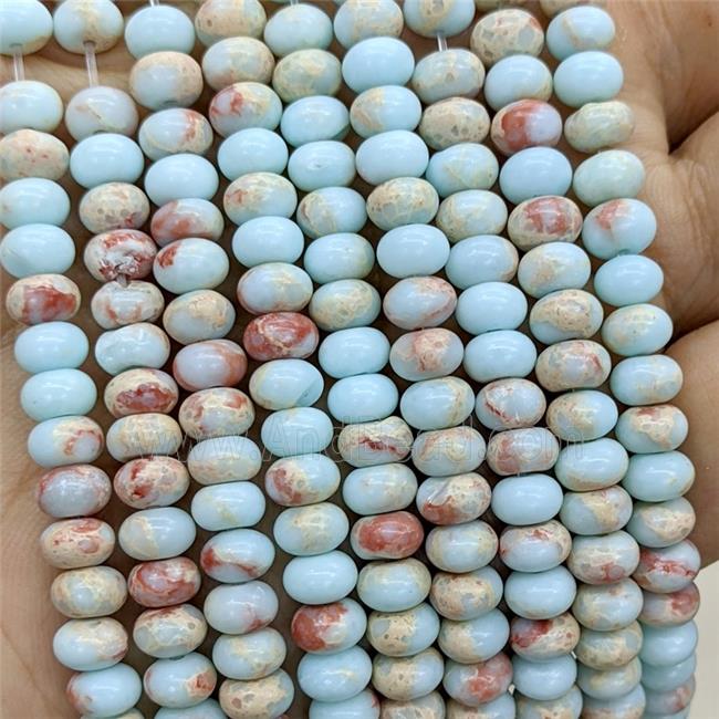 Synthetic Imperial Jaser Beads Smooth Rondelle Blue