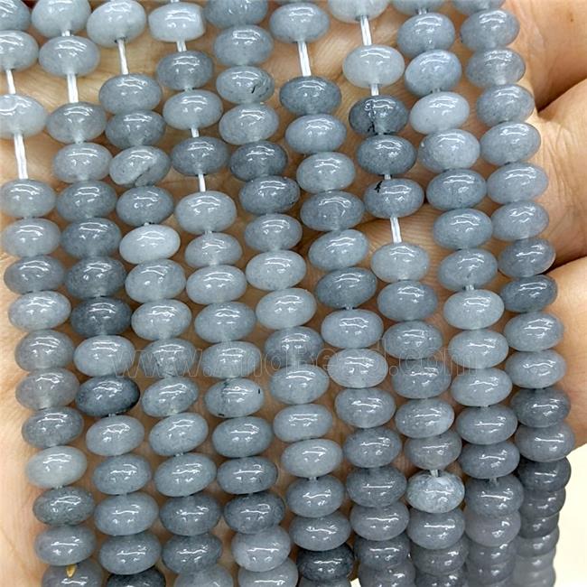 Gray Jade Beads Smooth Rondelle Dye