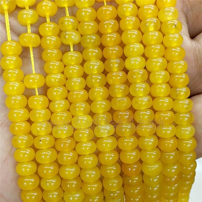 Yellow Jade Beads Smooth Rondelle Dye