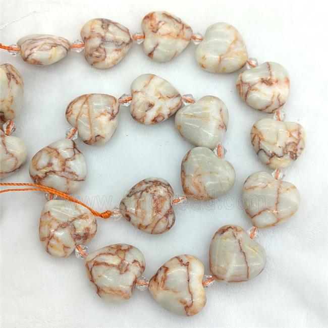 Natural Red Silk Jasper Heart Beads