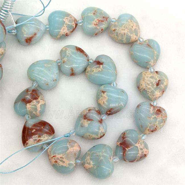 Blue Synthetic Imperial Jasper Heart Beads