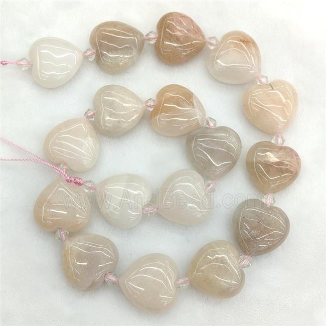 Natural Pink Aventurine Heart Beads