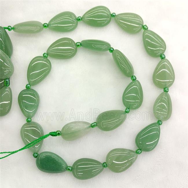 Natural Green Aventurine Teardrop Beads