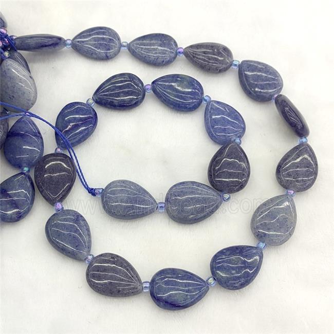 Natural Blue Aventurine Teardrop Beads