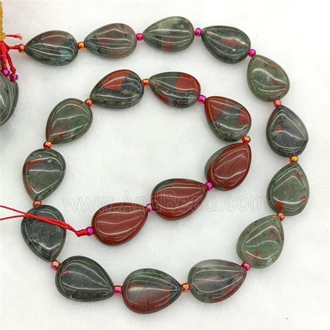 Natural African Bloodstone Teardrop Beads