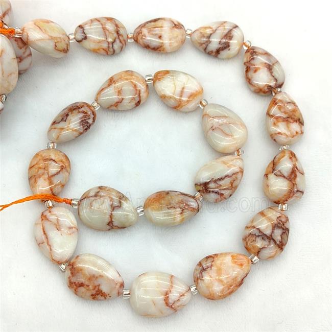 Natural Red Silk Jasper Teardrop Beads