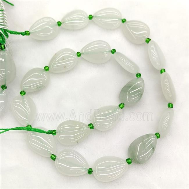 Natural Chinese Nephrite Jade Teardrop Beads Lt.green