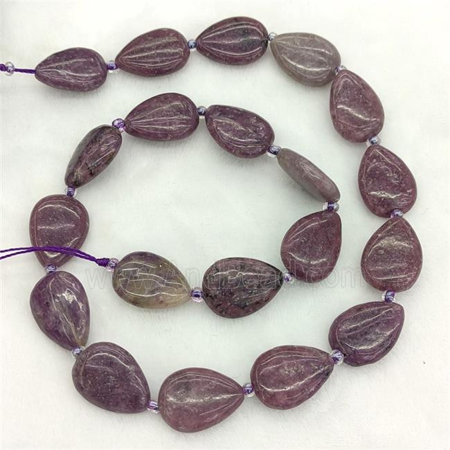 Natural Chinese Lepidolite Teardrop Beads Purple Dye