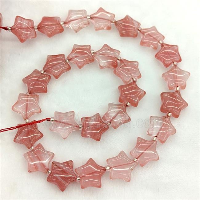Pink Synthetic Quartz Star Beads