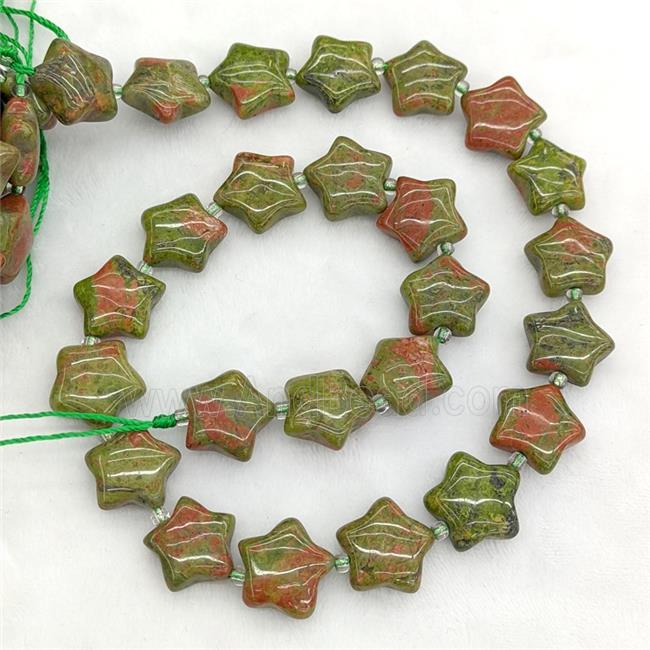 Natural Unakite Star Beads