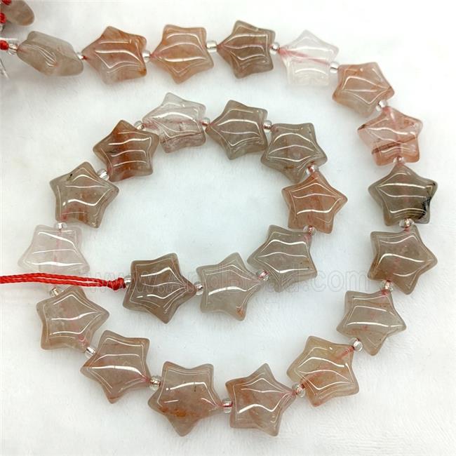 Natural Hematoid Quartz Star Beads