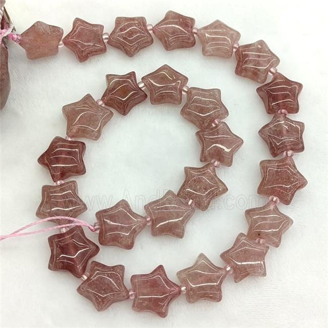 Natural Pink Strawberry Quartz Star Beads