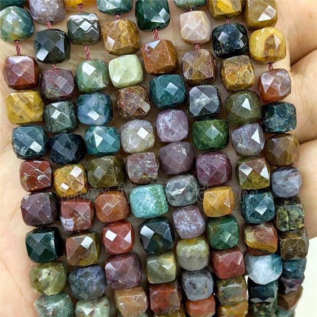 Natural Ocean Agate Beads Faceted Cube