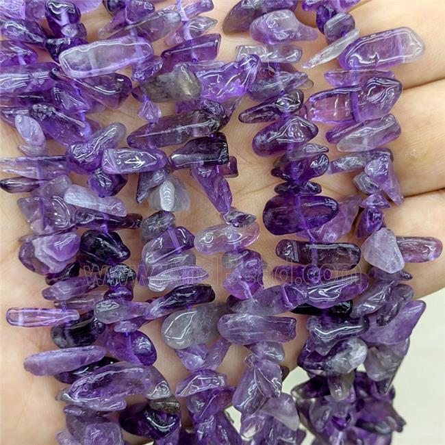 Natural Purple Amethyst Chips Beads Freeform Topdrilled