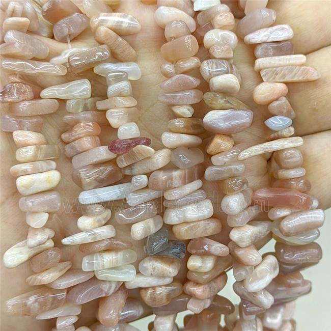 Natural Peach Sunstone Chips Beads Freeform Topdrilled