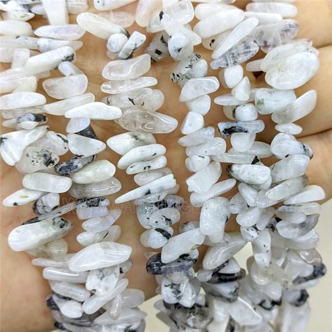 Natural White Moonstone Chips Beads Freeform Topdrilled