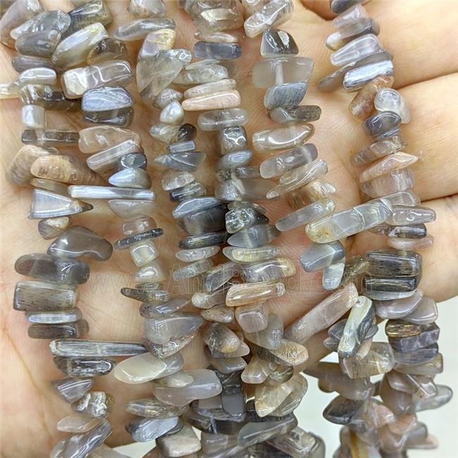 Natural Black Sunstone Chips Beads Freeform Topdrilled