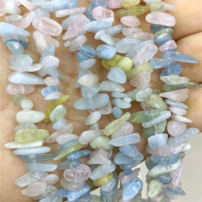 Natural Morganite Chips Beads Freeform Topdrilled Multicolor