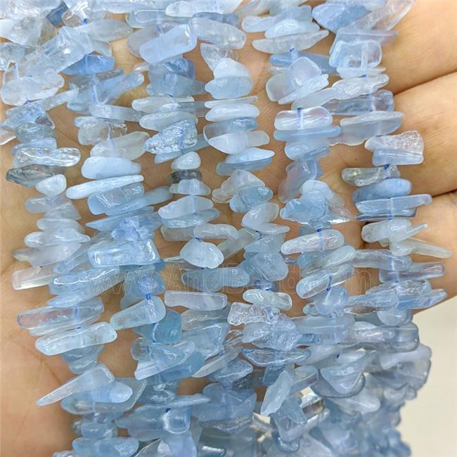 Natural Blue Aquamarine Chips Beads Freeform Topdrilled