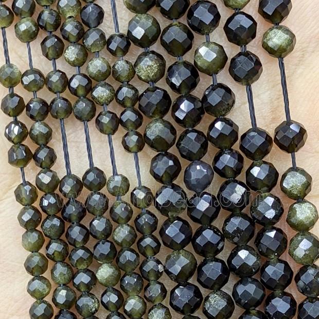 Natural Golden Obsidian Beads Faceted Round