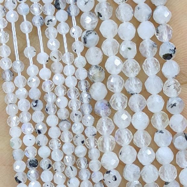 Natural White Moonstone Beads Faceted Round