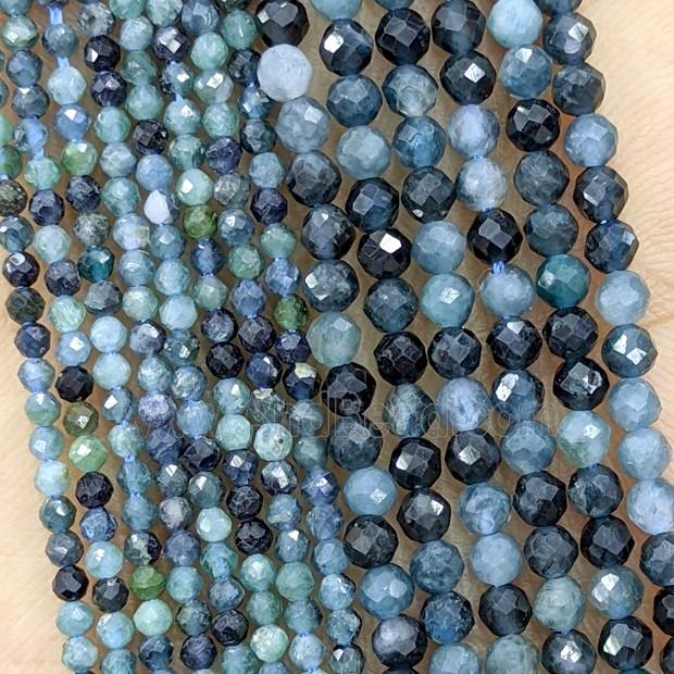Natural Blue Tourmaline Beads Faceted Round