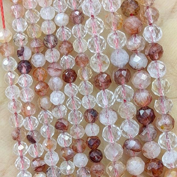 Natural Red Hematoid Quartz Beads Faceted Round