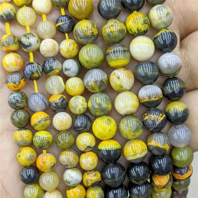 Natural Yellow Bumblebee Jasper Beads Smooth Round