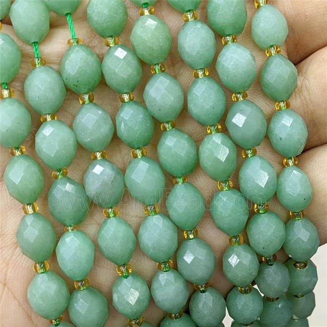 Jade Beads Faceted Rice Green Dye