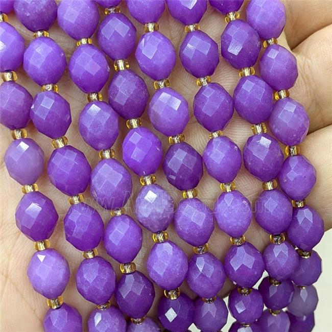 Jade Beads Faceted Rice Purple Dye