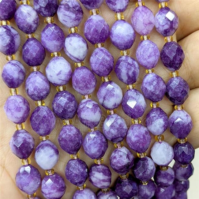 Purple Dye Jade Beads Faceted Rice