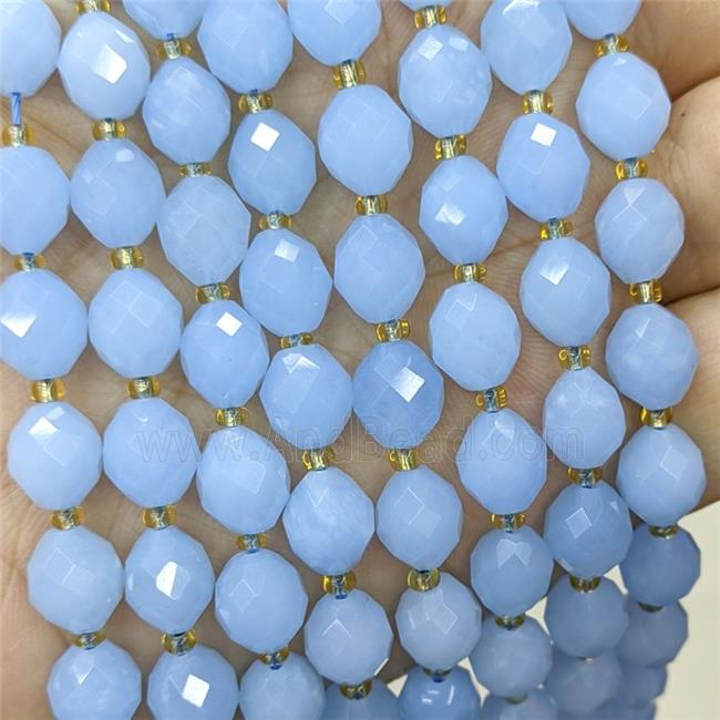 Blue Dye Jade Beads Faceted Rice