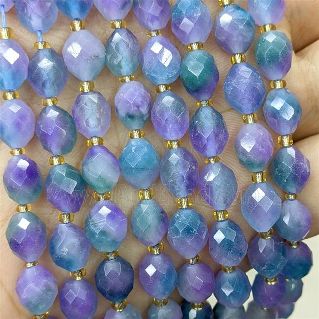 Lavender Dye Jade Beads Faceted Rice Green