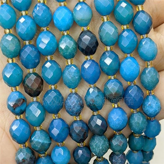 Blue Dye Jade Beads Faceted Rice