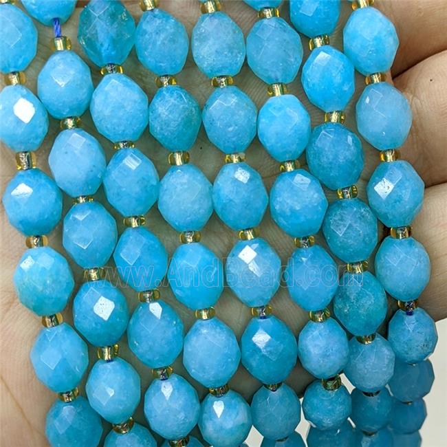 Jade Beads Faceted Rice Blue Dye