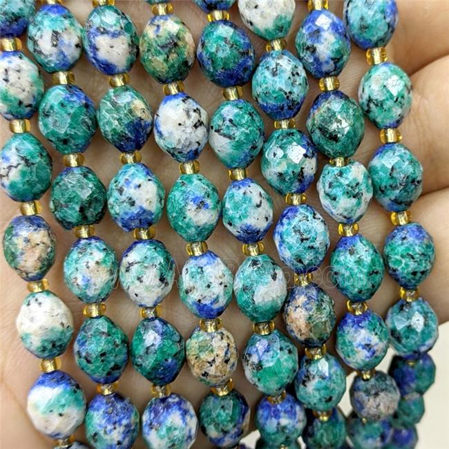 Green Dye Jade Beads Faceted Rice