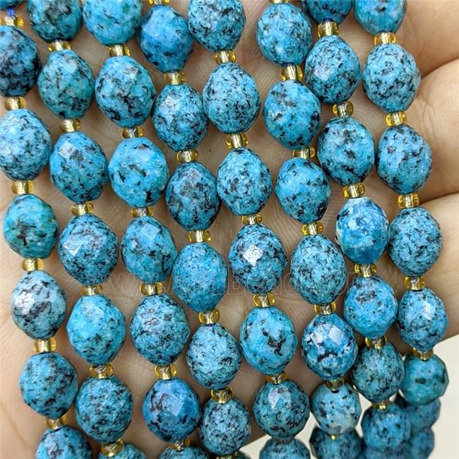Blue Dye Jade Beads Faceted Rice