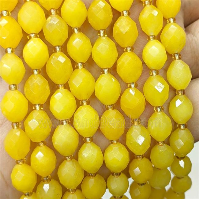 Jade Beads Faceted Rice Yellow Dye